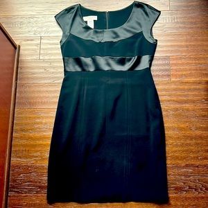 Vintage Jones New York Evening Dress Black Satin Stripe Detail Sleeveless